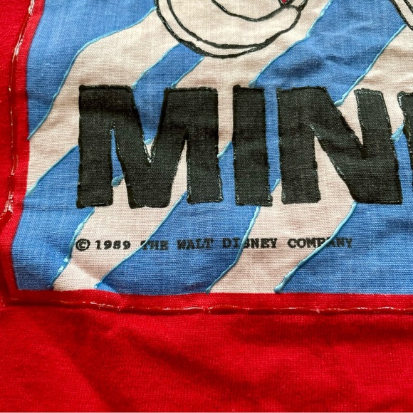 RARE Vintage 1989 Puff Paint Minnie Mouse Red Tee. Size L. Screen Stars Best. - Picture 5 of 7